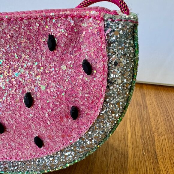 CREWCUTS Glitter Watermelon Crossbody Bag Girls Pink & Green Fruit Sparkle Purse - Picture 2 of 9